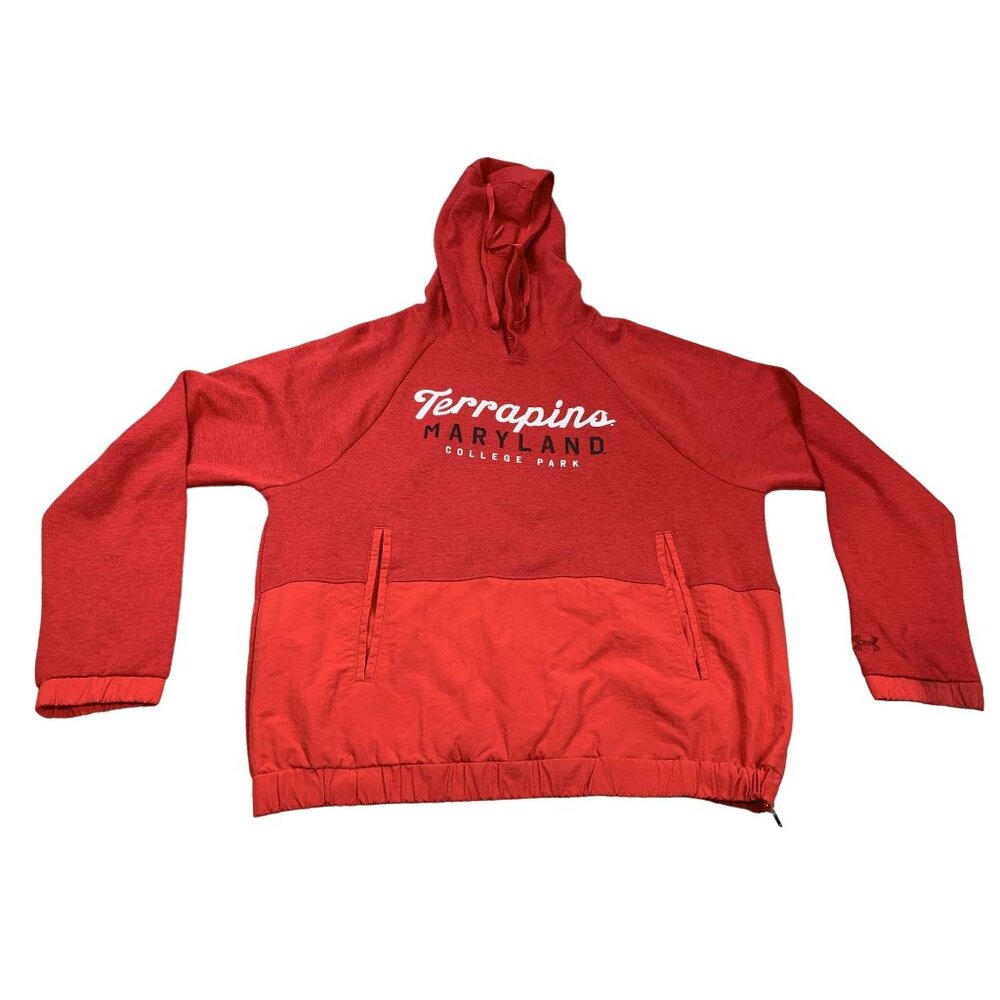 Terrapins Maryland College Park Men's Medium Red Hoodie Loose Fit Under Armour